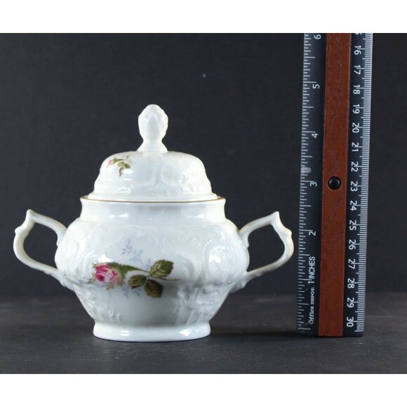 Sugar Bowl & Lid Ivory Rose Sanssouci ROSENTHAL Classic Made in Germany 1950s - Picture 12 of 12
